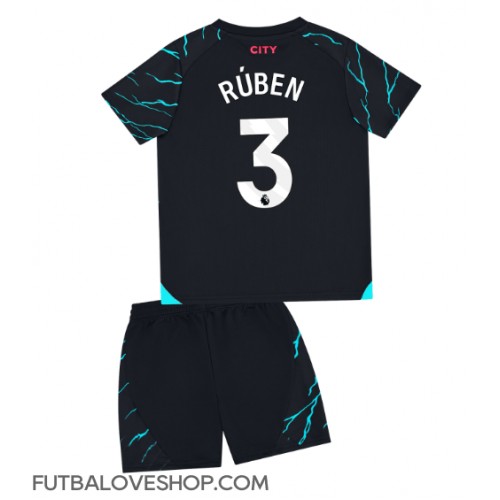 Dres Manchester City Ruben Dias #3 Tretina pre deti 2023-24 Krátky Rukáv (+ trenírky)